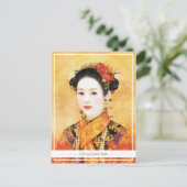 Orientale chinese dame levendig mooi portret briefkaart (Staand voorkant)
