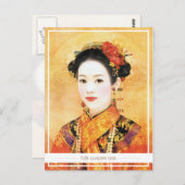 Orientale chinese dame levendig mooi portret briefkaart (Voorkant / Achterkant)