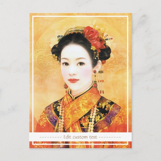 Orientale chinese dame levendig mooi portret briefkaart (Voorkant)