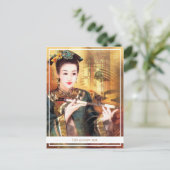 Orientale chinese dame levendig mooi portret briefkaart (Staand voorkant)