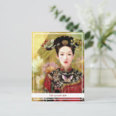 Orientale chinese dame levendig mooi portret briefkaart (Staand voorkant)