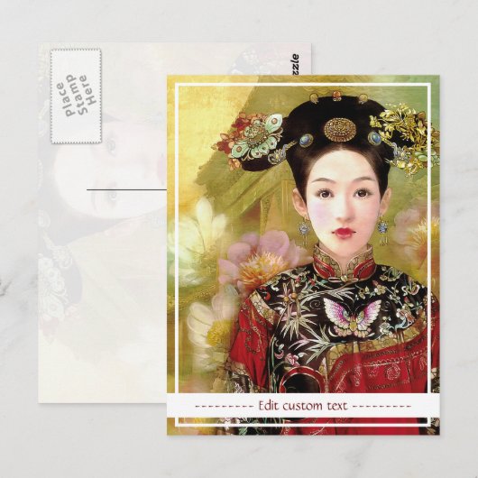 Orientale chinese dame levendig mooi portret briefkaart (Voorkant / Achterkant)