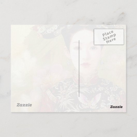 Orientale chinese dame levendig mooi portret briefkaart (Achterkant)