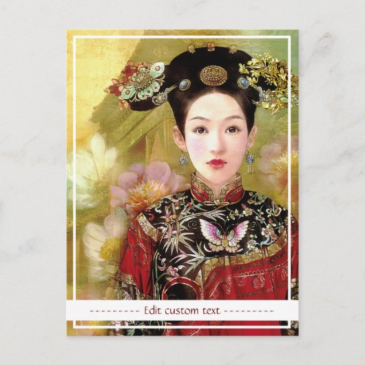 Orientale chinese dame levendig mooi portret briefkaart (Voorkant)