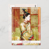 Orientale chinese dame levendig mooi portret briefkaart (Voorkant / Achterkant)