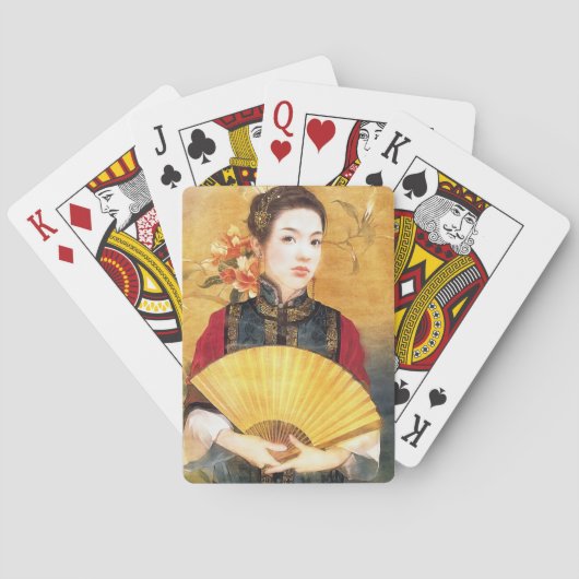 Orientale chinese dame levendig mooi portret pokerkaarten (Achterkant)