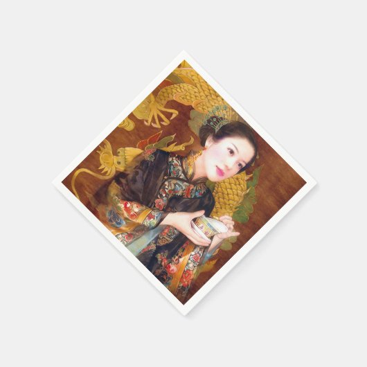 Orientale chinese dame levendig mooi portret servet (Hoek)