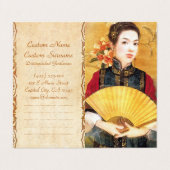 Orientale chinese dame levendig mooi portret visitekaartje (Buitenkant ongevouwen)