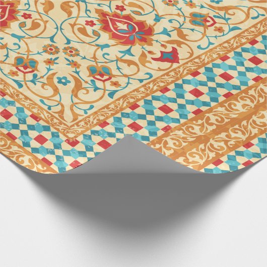 Orientale deklaag,  bloempatroon voor sierdoeleind cadeaupapier (Hoek)