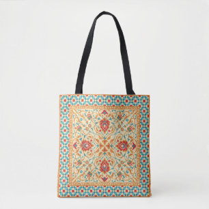 Orientale deklaag, bloempatroon voor sierdoeleind tote bag
