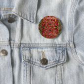 Orientale deklaag in rood en groen ronde button 5,7 cm (In situ)