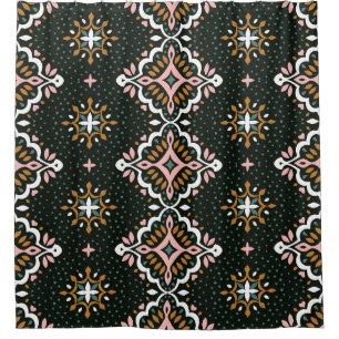 Orientale demaspatroon. Talavera-aardewerk. Douchegordijn