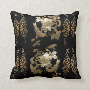 Orientale flairvogels op goudlef-Pillow Kussen