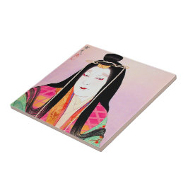Orientale japanese kabuki acteur mooie vrouwelijke tegeltje