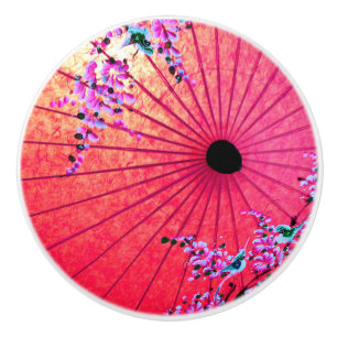 Orientale japanesnelroze parasol keramische knop
