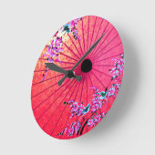 Orientale japanesnelroze parasol ronde klok (Hoek)