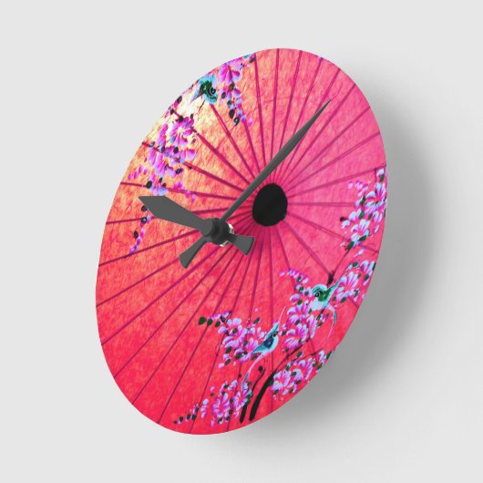 Orientale japanesnelroze parasol ronde klok (Hoek)