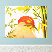 Orientale Japanse bergzon met Bamboo Canvas Afdruk (Insitu (Houten vloer))