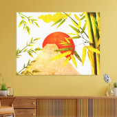 Orientale Japanse bergzon met Bamboo Canvas Afdruk (Insitu (Woonkamer))