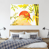 Orientale Japanse bergzon met Bamboo Canvas Afdruk (Insitu (Slaapkamer))