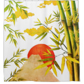 Orientale Japanse bergzon met Bamboo Douchegordijn (Voorkant)