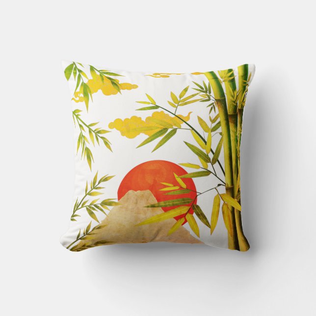 Orientale Japanse bergzon met Bamboo Kussen (Voorkant)