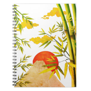 Orientale Japanse bergzon met Bamboo Notitieboek