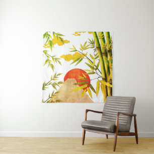 Orientale Japanse bergzon met Bamboo Wandkleed