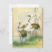 Orientale kranen door het water briefkaart (Voorkant / Achterkant)