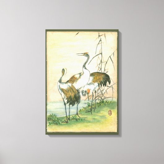 Orientale kranen door het water canvas afdruk (Voorkant)
