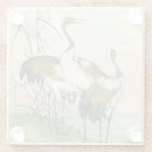 Orientale kranen door het water glazen onderzetter (Achterkant)