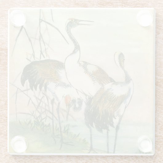 Orientale kranen door het water glazen onderzetter (Achterkant)