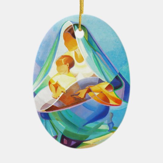 Orientale nativiteitsscène, Mary, Jezus Keramisch Ornament (Voorkant)