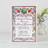 ORIENTALE STROMEN DAMASK GEM MONOGRAM Pink Blue Kaart (Staand voorkant)