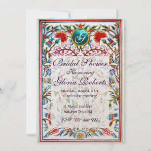ORIENTALE STROMEN DAMASK GEM MONOGRAM Pink Blue Kaart