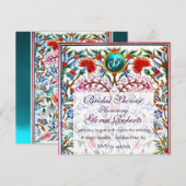 ORIENTALE STROMEN DAMASK MONOGRAM Blue Champagne Kaart (Voorkant / Achterkant)