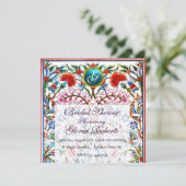 ORIENTALE STROMEN DAMASK MONOGRAM Blue Champagne Kaart (Staand voorkant)