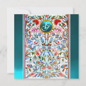 ORIENTALE STROMEN DAMASK MONOGRAM Blue Champagne Kaart (Achterkant)