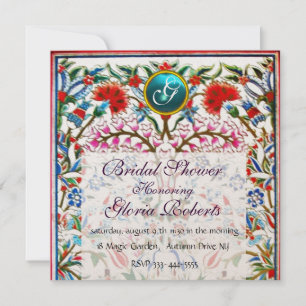 ORIENTALE STROMEN DAMASK MONOGRAM Blue Champagne Kaart