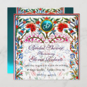 ORIENTALE STROMEN DAMASKMONOGRAM Blue Aquamarine Kaart (Voorkant / Achterkant)