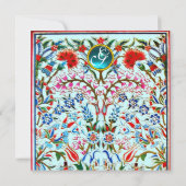 ORIENTALE STROMEN DAMASKMONOGRAM Blue Aquamarine Kaart (Achterkant)