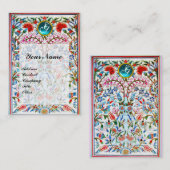 ORIENTALE STROMEN DAMASKMONOGRAM Blue Aquamarine Visitekaartje (Voorkant / Achterkant)