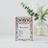 ORIENTALE STROMEN DAMASKMONOGRAM Blue Aquamarine Visitekaartje (Staand voorkant)