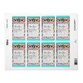 ORIENTALE STROMEN DAMASKMONOGRAM Blue Turquase Etiket (Full Sheet)