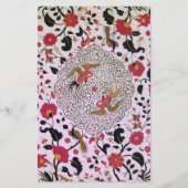 ORIENTALE STROMEN, VOGELPIKKEN PINK FLORAAL BRIEFPAPIER (Achterkant)