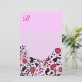 ORIENTALE STROMEN, VOGELPIKKEN PINK FLORAAL BRIEFPAPIER (Staand voorkant)