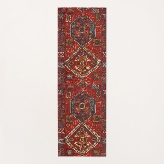 Orientale tapelijn in rood en blauw yogamat (Voorkant)