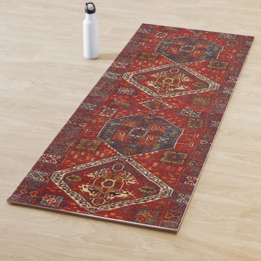 Orientale tapelijn in rood en blauw yogamat (In situ)