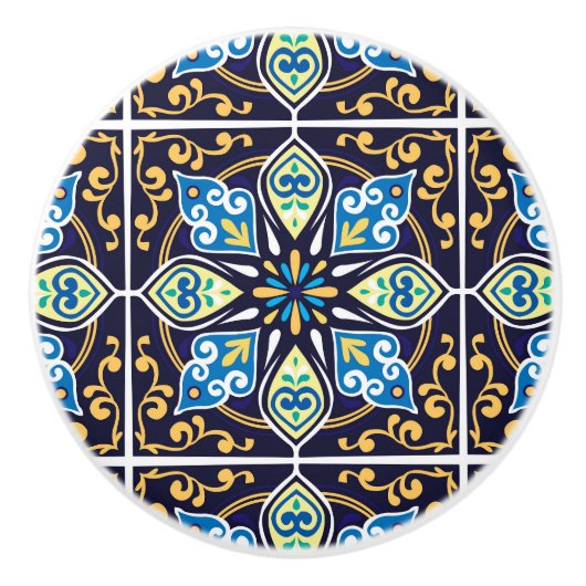 💙 Orientale tegels, Azulejos Keramische Knop (Voorkant)