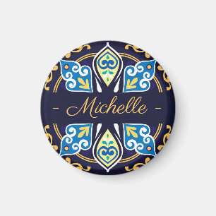 Orientale tegels, Azulejos, met naam ronde Magneet